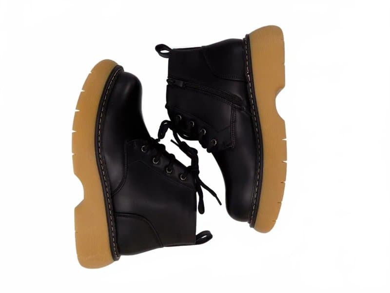 Vestante Lace Up Chunky Black Ankle Boots Womens UK 4 Platform Faux Leather Goth Combat