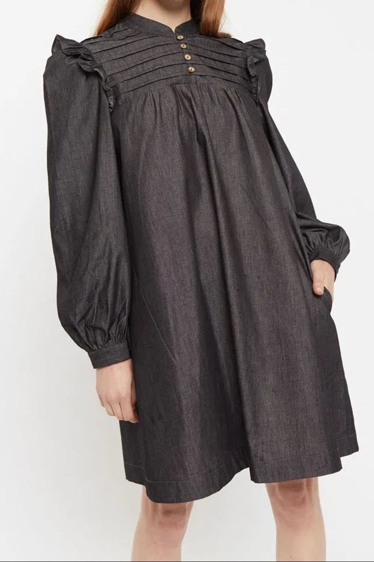 Louche Louche Women's Carlyn Chambray Long Sleeved Mini Dress