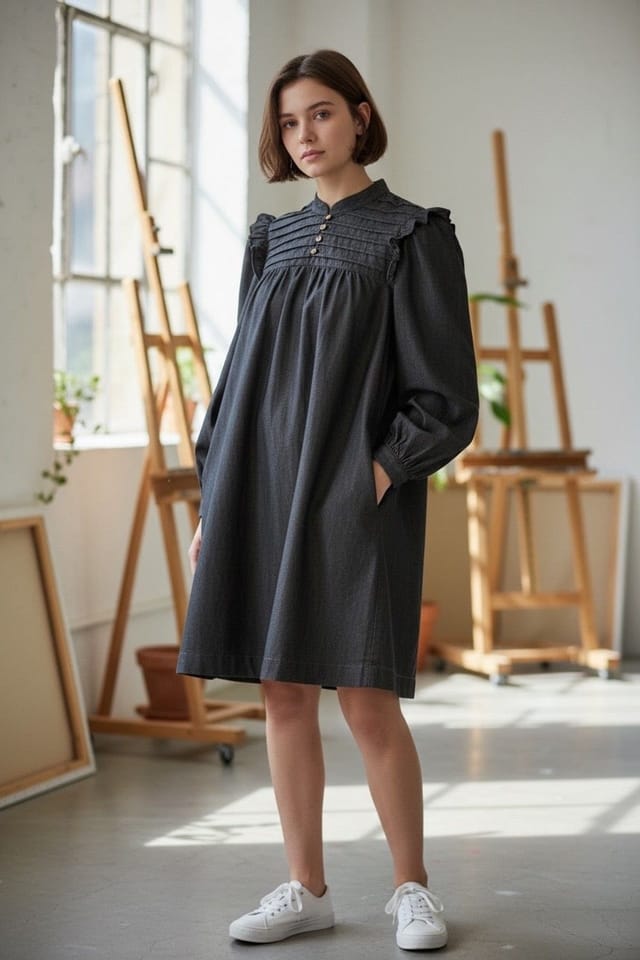 Louche Louche Women's Carlyn Chambray Long Sleeved Mini Dress - 2