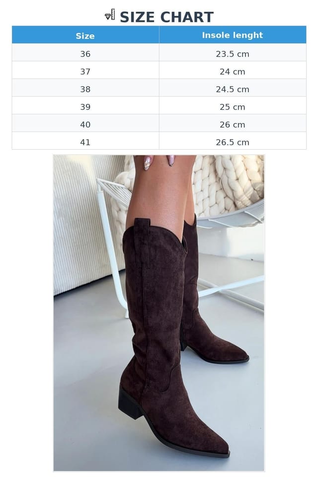 Love Lace Love Lace Women's Cowgirl Heel Boots Suede Slip On Zip Pointed Toe Comfort in Brown - 3