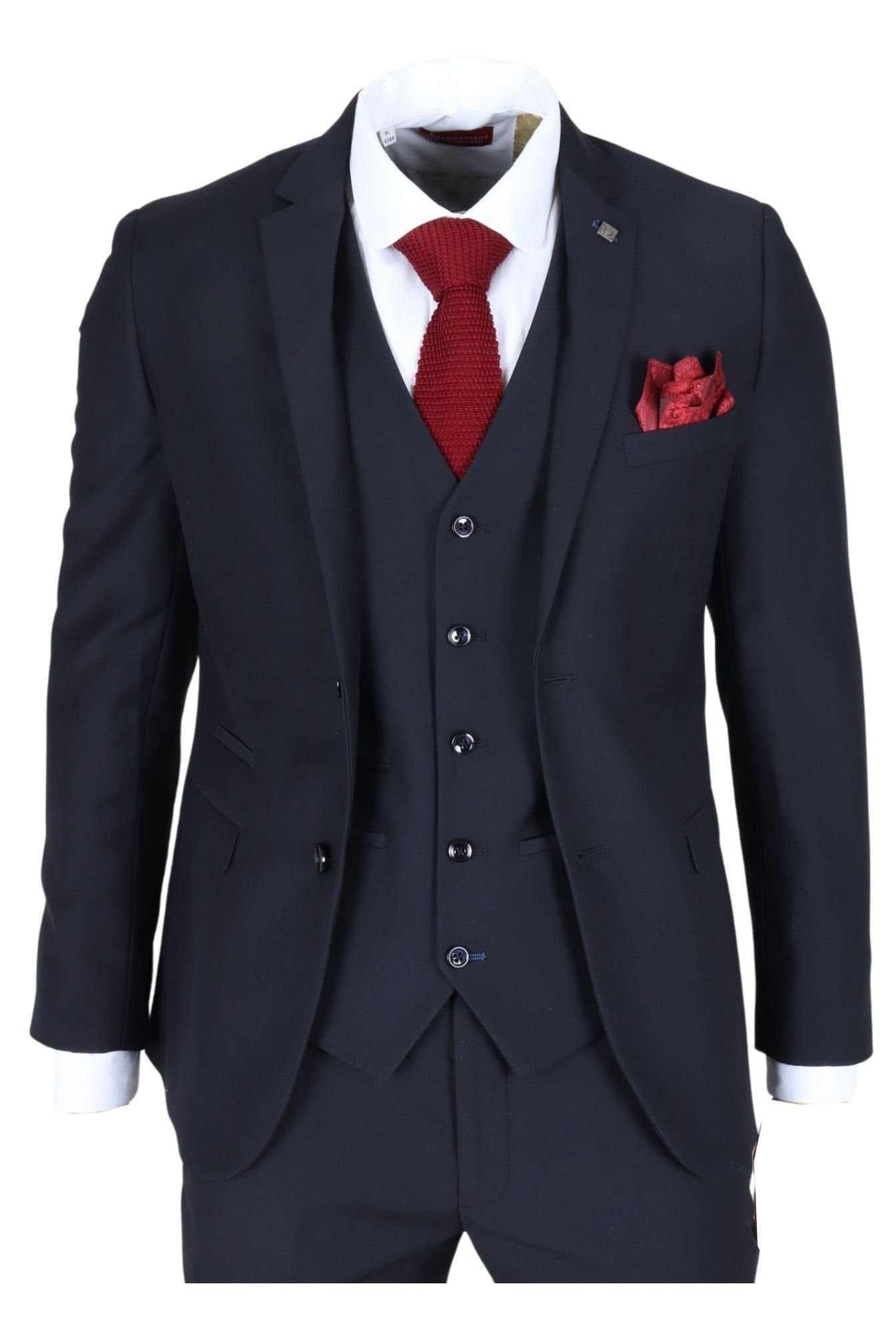 Paul Andrew Paul Andrew Men's Parker 3 Piece Tailored Fit Suit in Navy