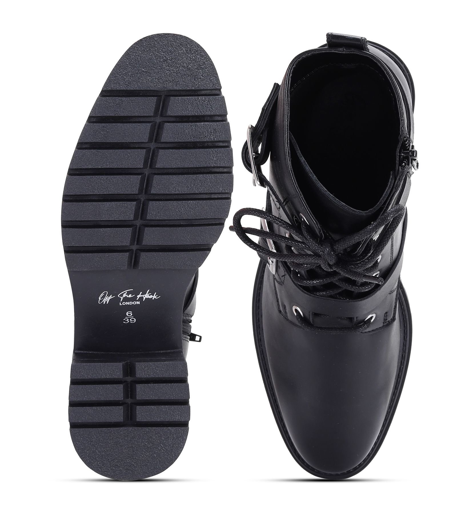 Off the Hook Off the Hook Women's 'Parkside' Block Heel High Heel Ankle Leather Boots in Black - 3