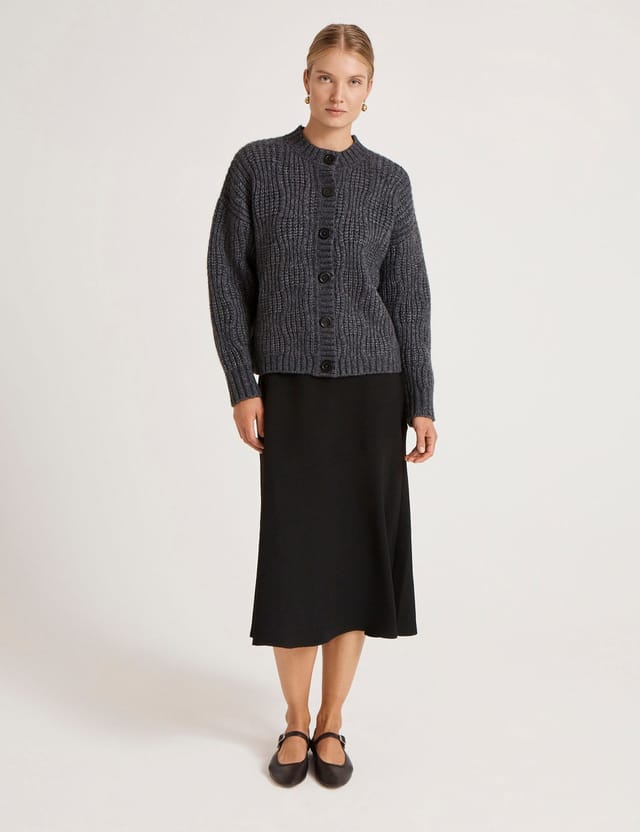 Finery London Finery London Women's Ailsa Round Neck Knitted Cardigan in Dark Grey - 2