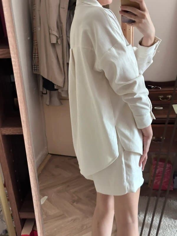 Zara 111 Zara white cream corduroy button up summer shirt size xs