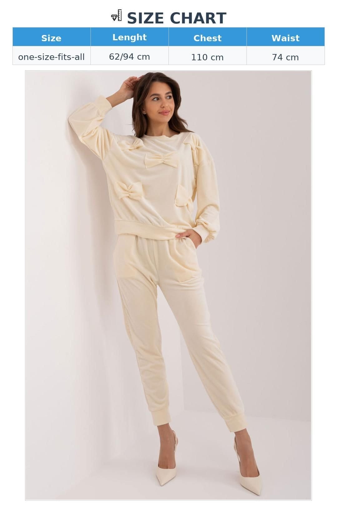 Love Lace Love Lace Women's Velour Bow Detail Sweatshirt & Pants Set in Beige - 4
