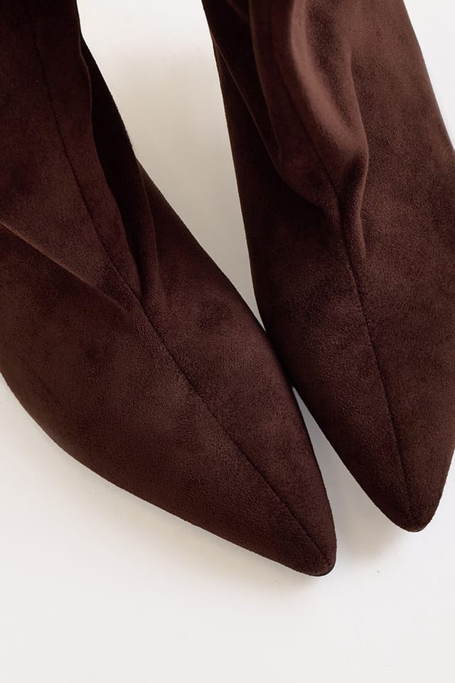 EGO EGO Women's Knee High Faux Suede Stiletto Boots in Dark Brown - 3