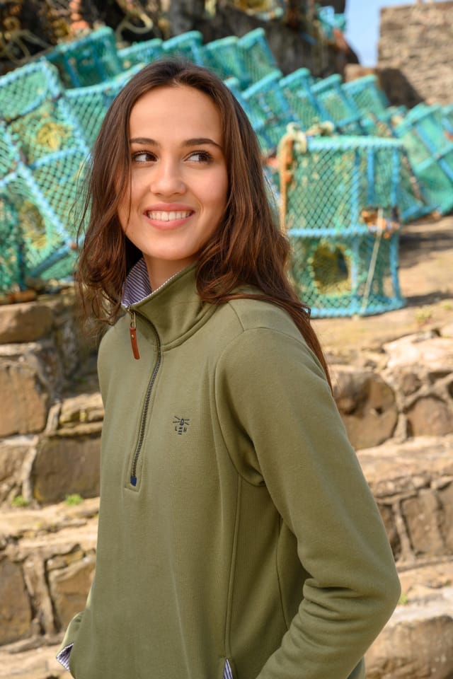 Lighthouse Clothing Lighthouse Clothing Women's Shore Sweatshirt Cotton Funnel Neck Jersey in Olive - 2