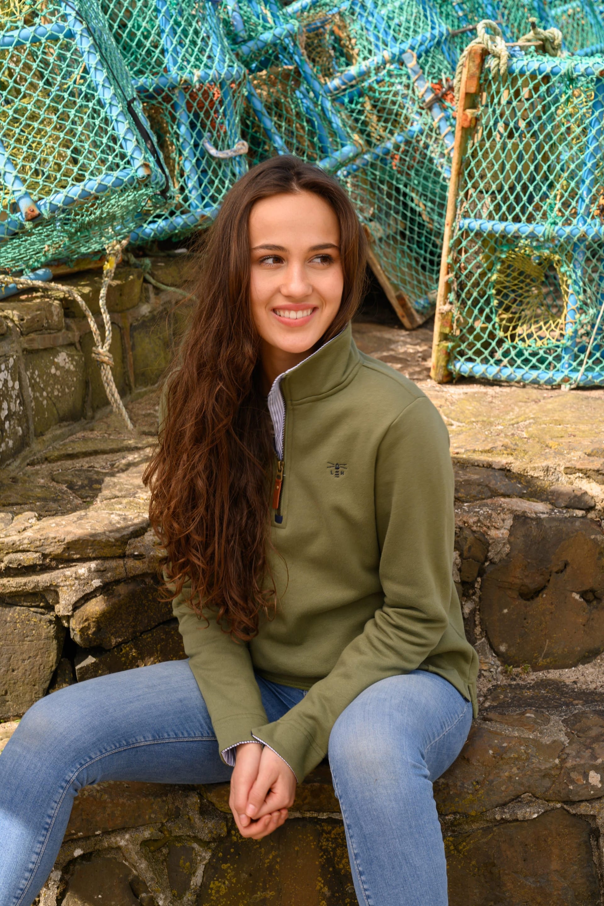 Lighthouse Clothing Lighthouse Clothing Women's Shore Sweatshirt Cotton Funnel Neck Jersey in Olive - 4