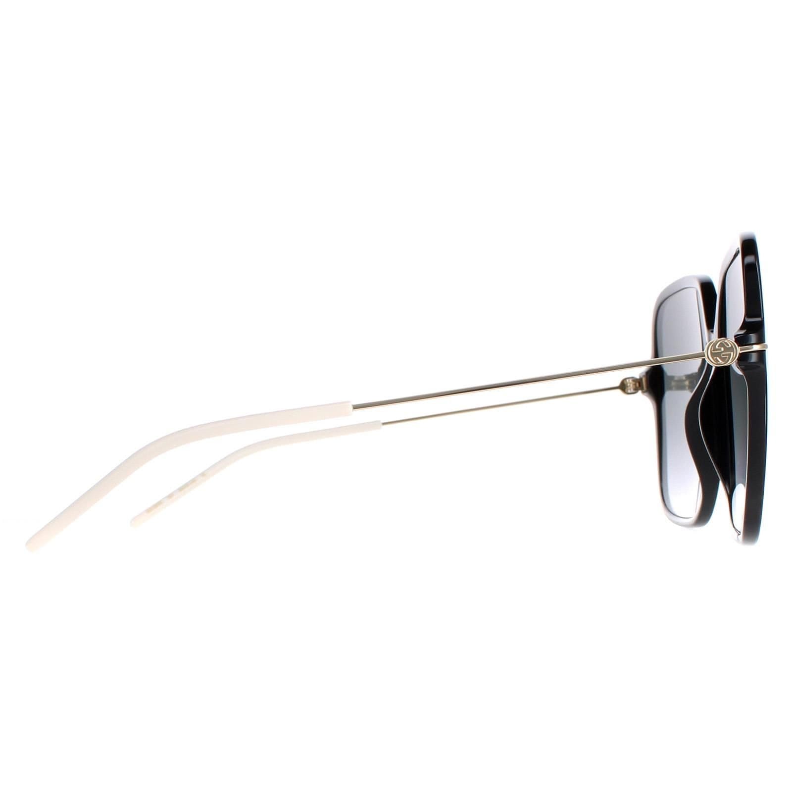 Gucci Gucci Women's Square Shiny Black & Gold Grey Gradient GG1267S - 4