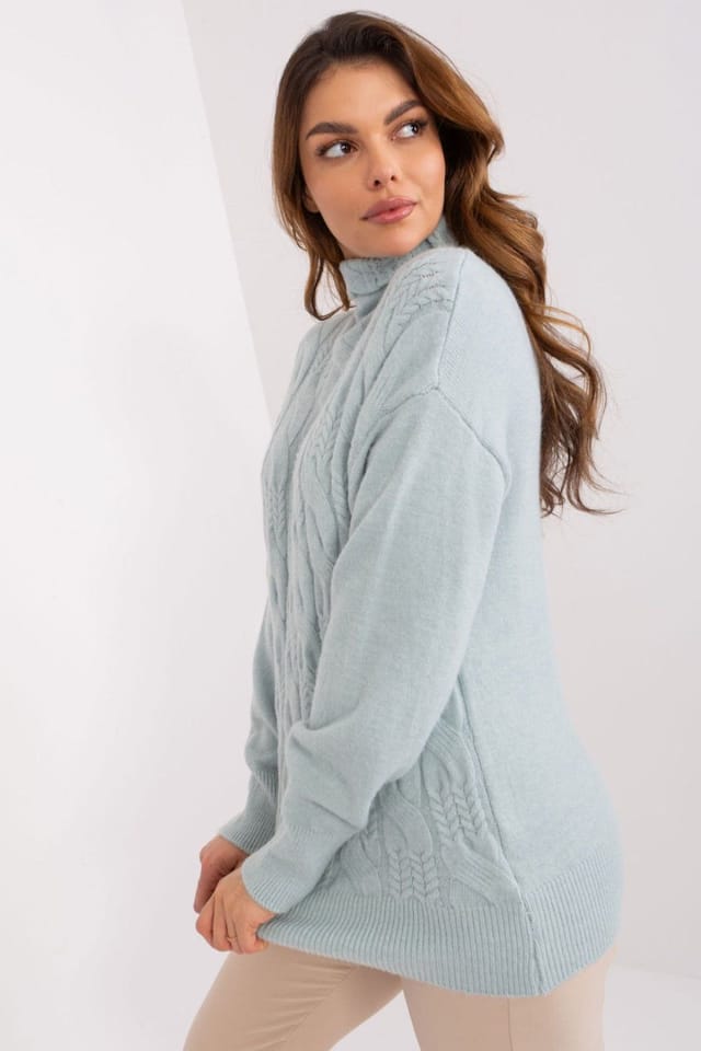Love Lace Love Lace Women's Textured Knit Turtleneck Sweater for Daily Wear in Mint - 2