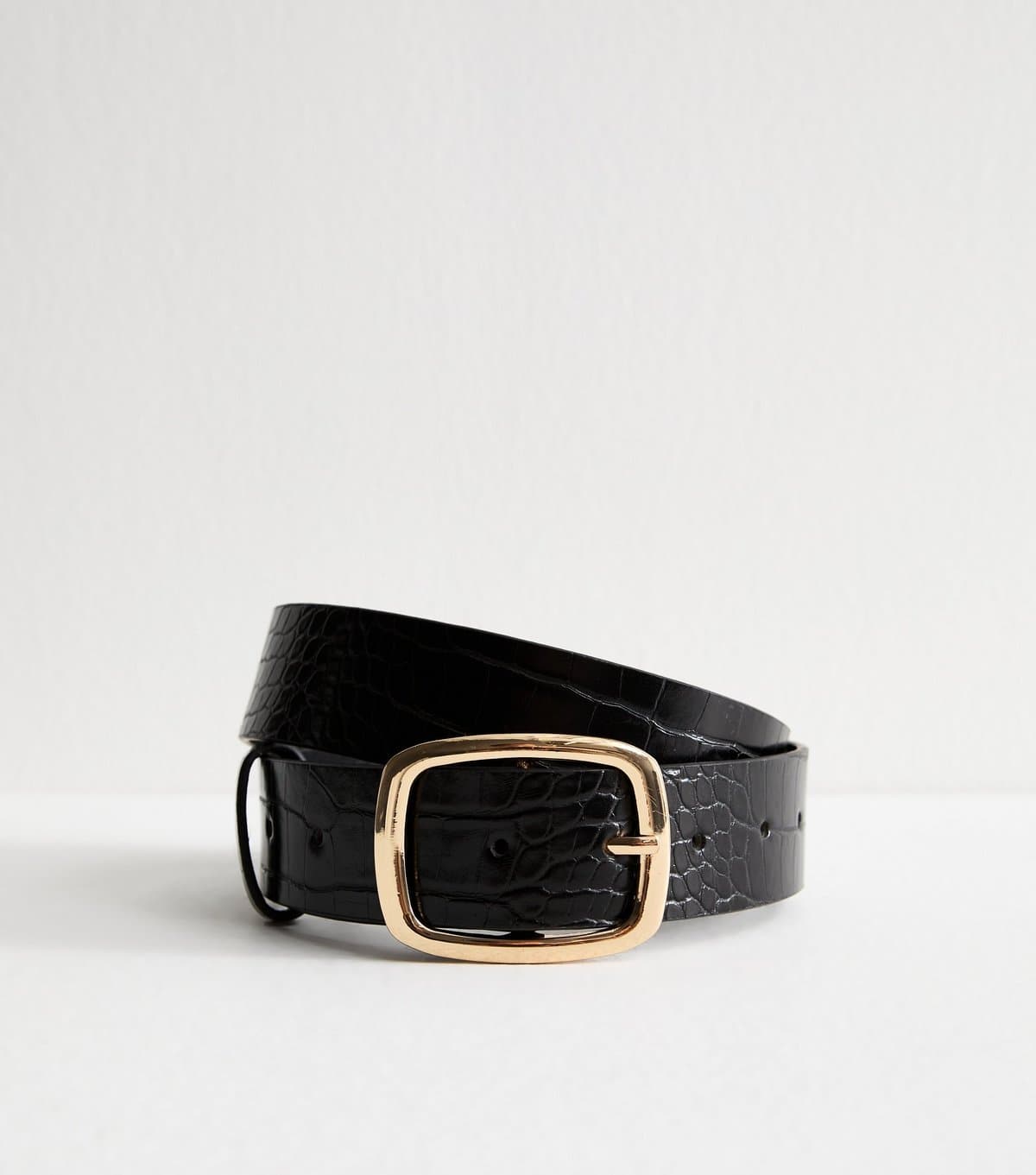 New Look New Look Black Faux Leather Crocodile Embossed Belt