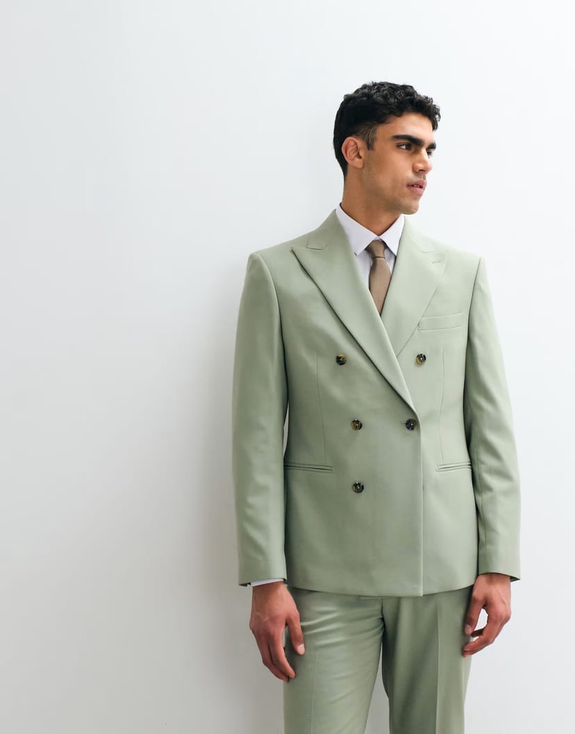 ASOS ASOS DESIGN slim double breasted suit jacket in sage green - 1