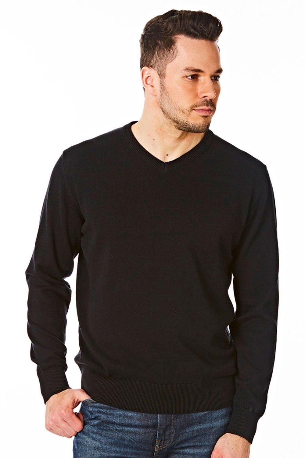 CastlePoint CastlePoint Men's V Neck Knitted Jumper in Black - 3