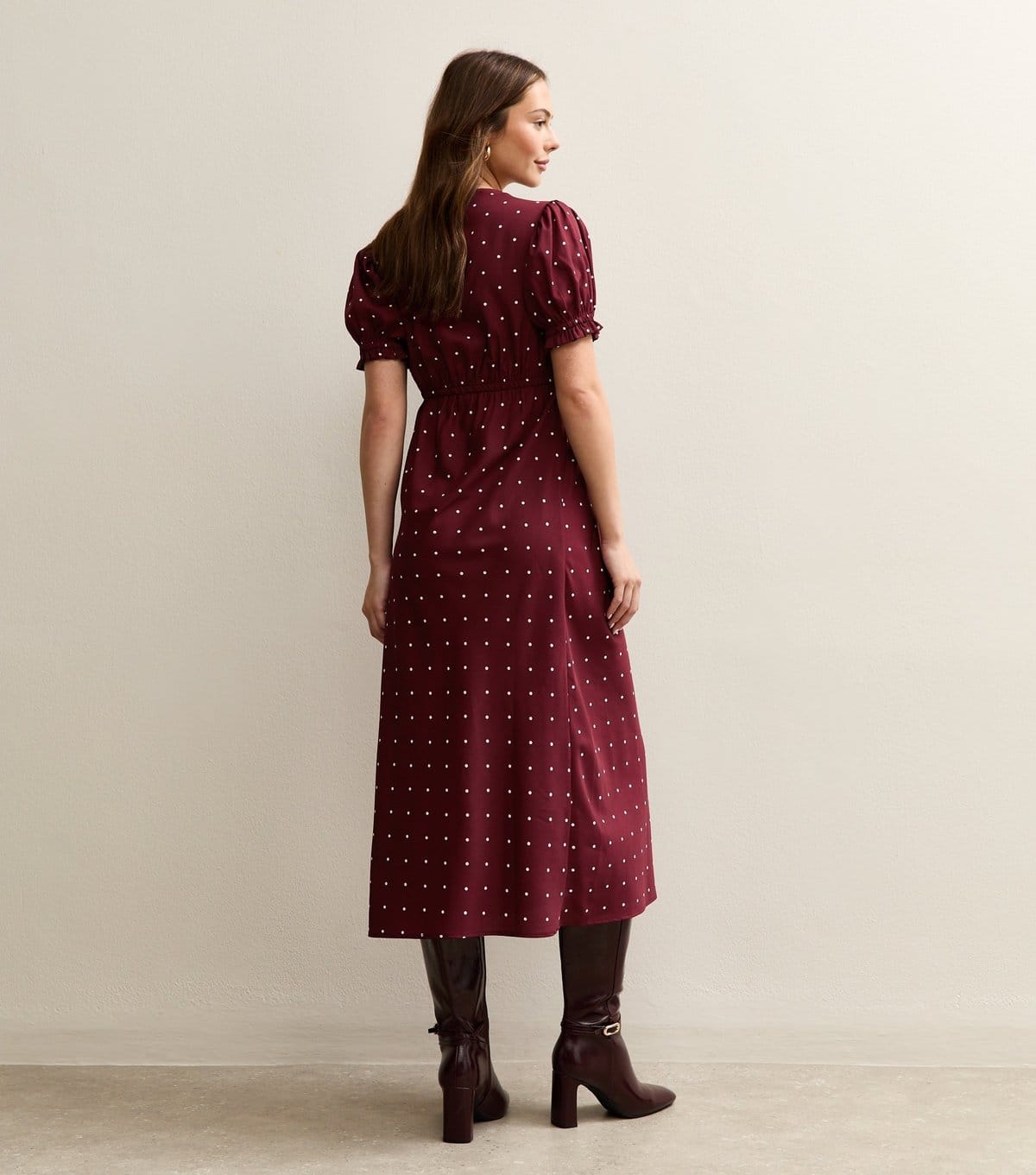 New Look Women's Maternity Red Polka Dot Lace Trim Midi Dress New Look - 4