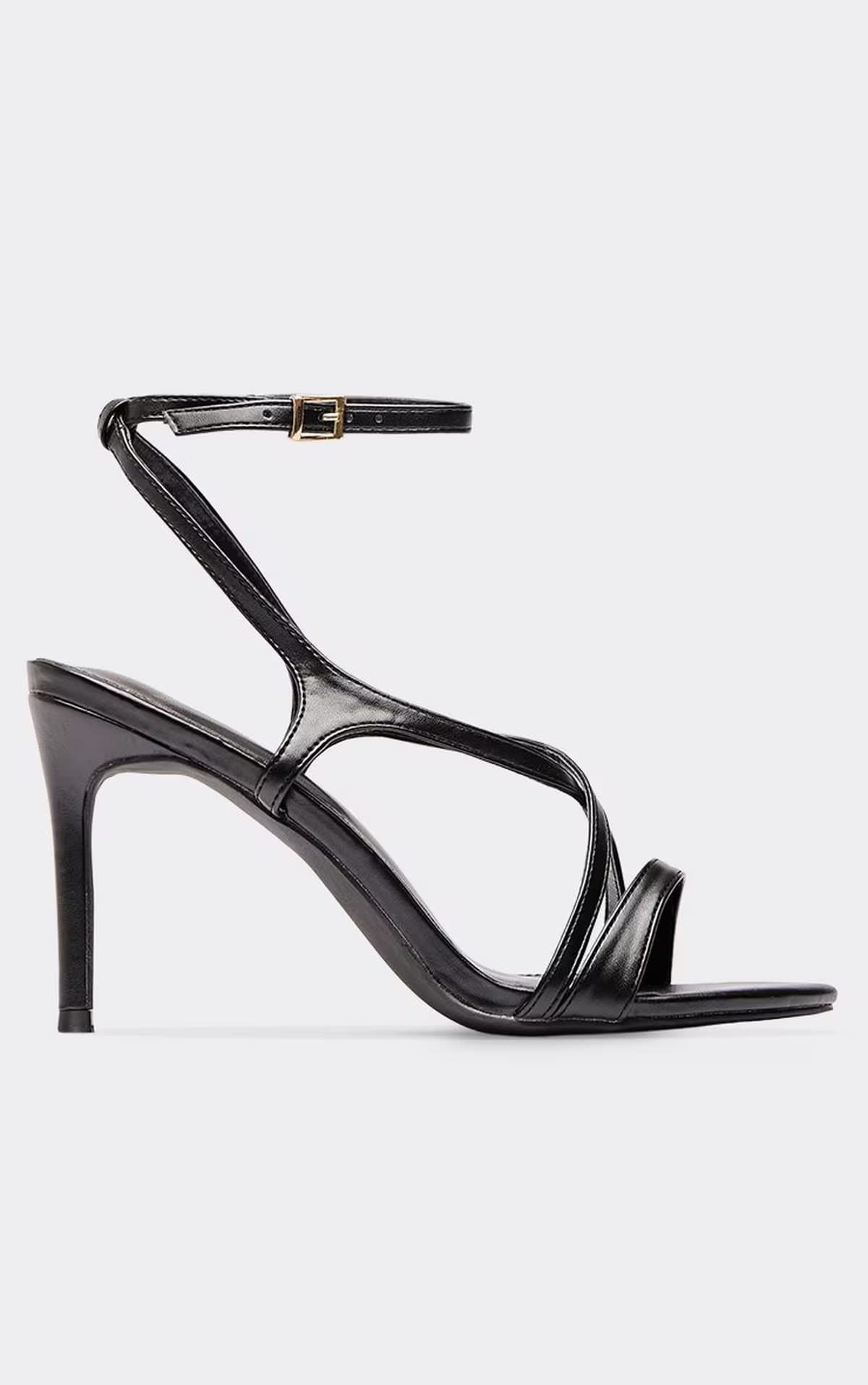 EGO EGO Black Faux Leather Cross Strap Stiletto Heel, Women's Size