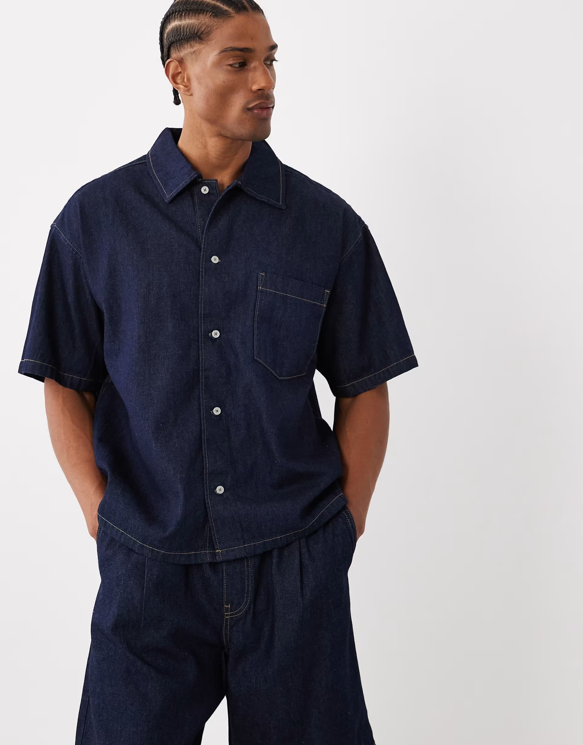 ASOS Jack & Jones co-ord short sleeve denim shirt in raw denim