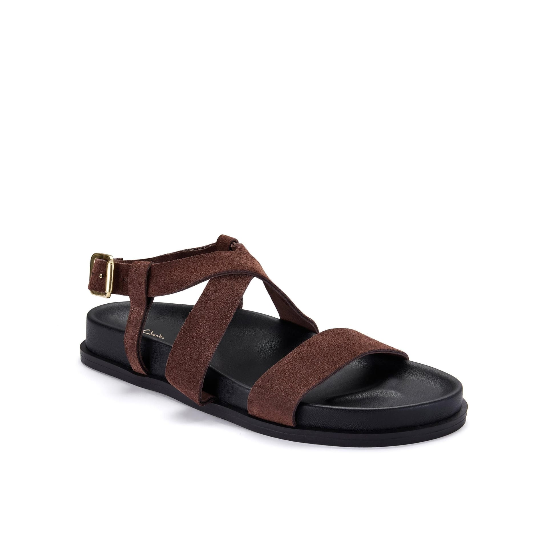 Clarks Clarks Women's Zarlea Strap Brown Suede Flat Sandals - 4