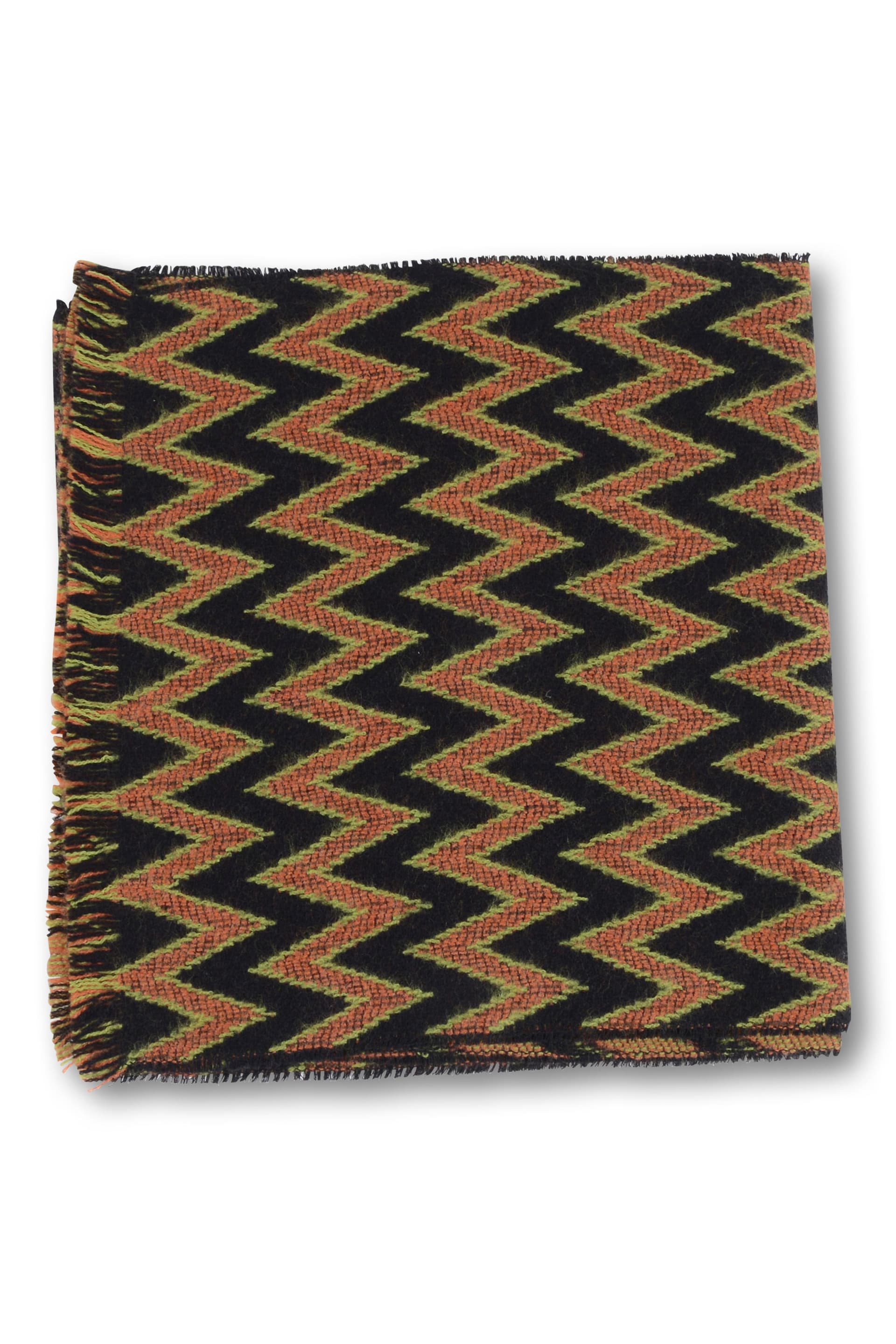 Missoni Missoni Women's Zigzag Pattern Scarf Fringed in Black