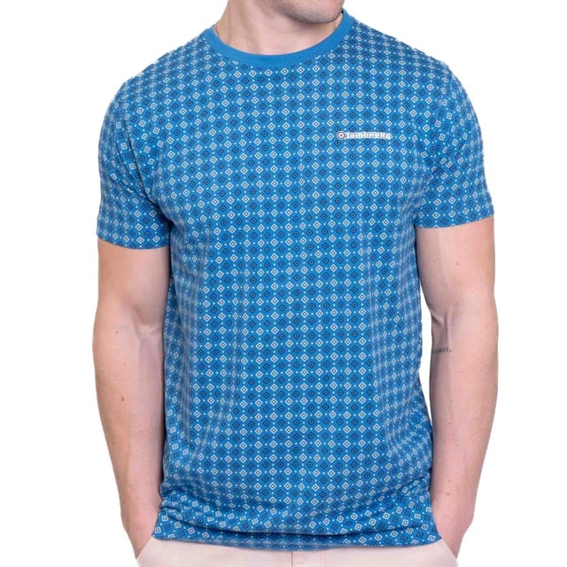 Lambretta Lambretta Men's SS24 Geometric All-Over Print T-Shirt in Blue - 3