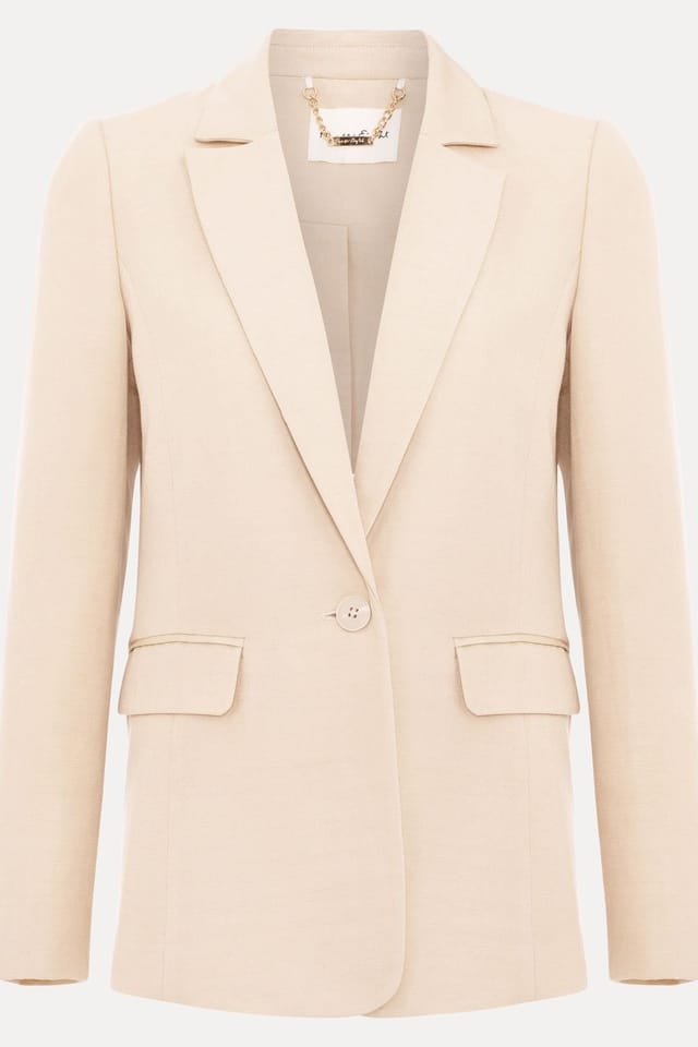 Phase Eight Phase Eight Women's Elena Linen Blend Single Breasted Blazer in Light Beige - 2