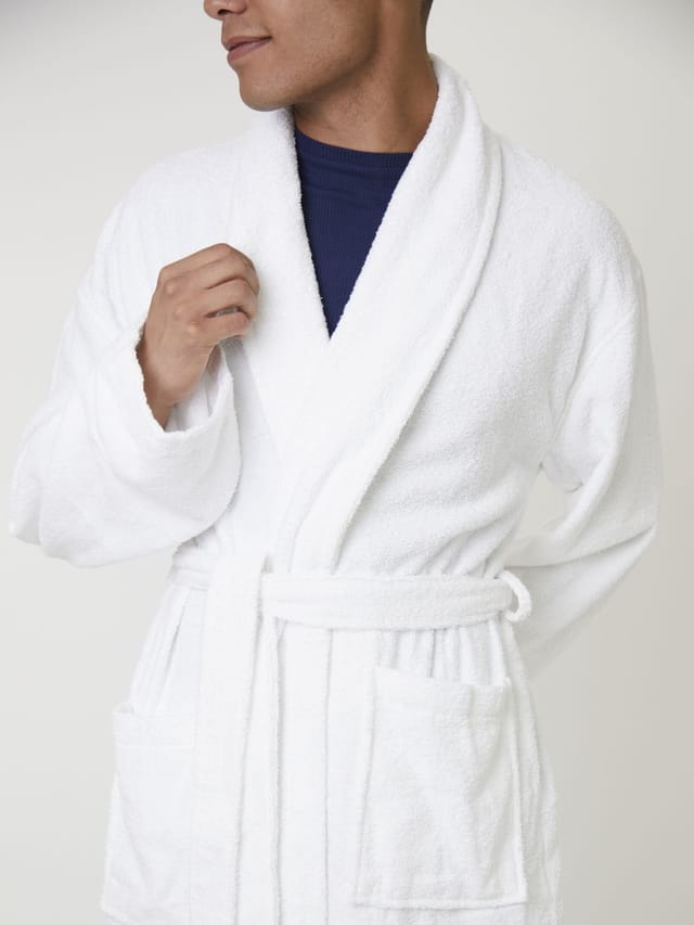 Loungeable Loungeable Men's Classic Towelling Robe in White - 2