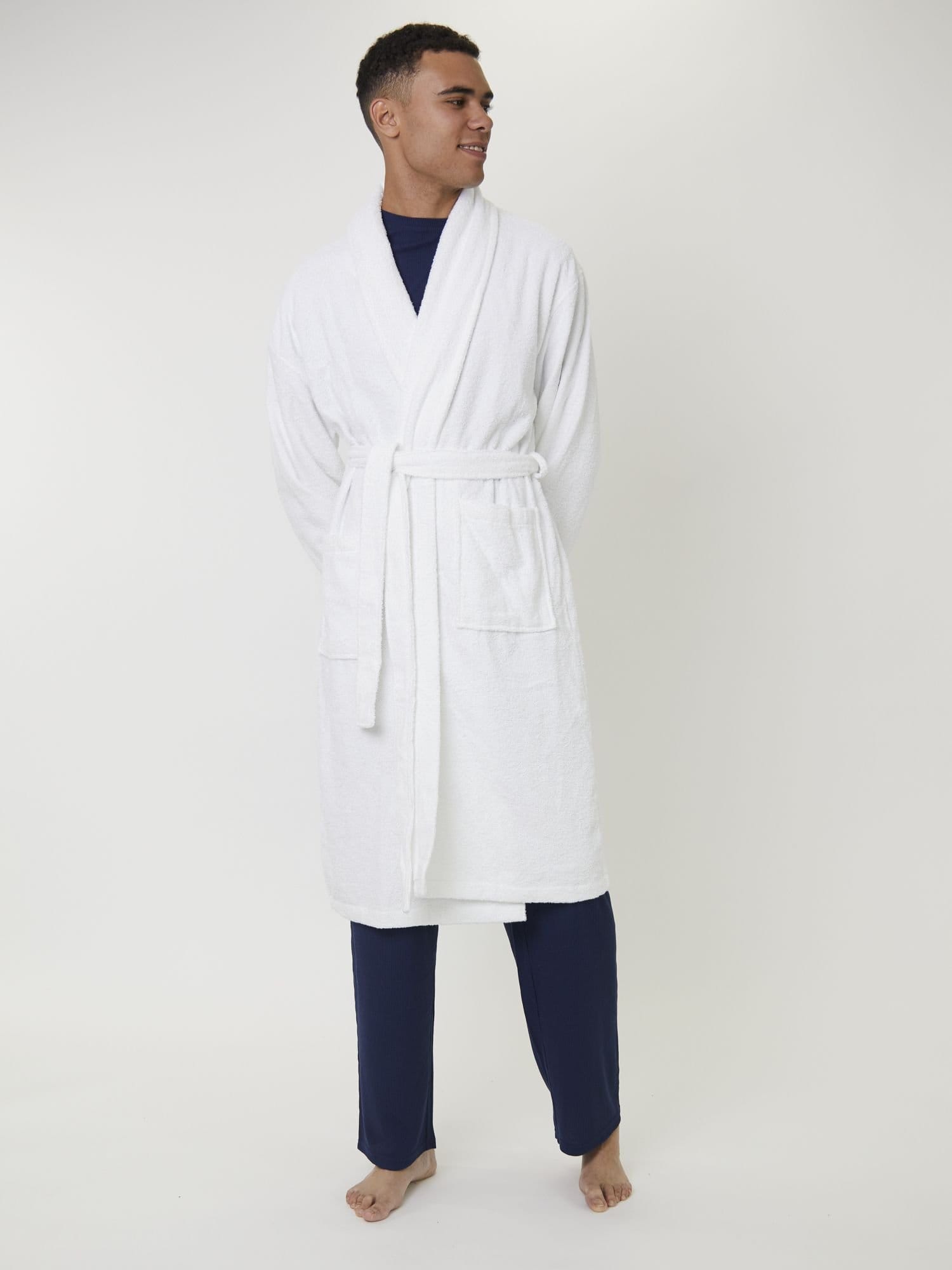 Loungeable Loungeable Men's Classic Towelling Robe in White - 4