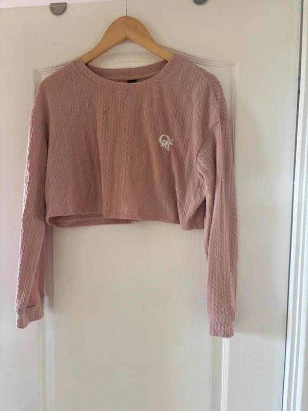 Dazy Pink Cropped Ribbed Sweater