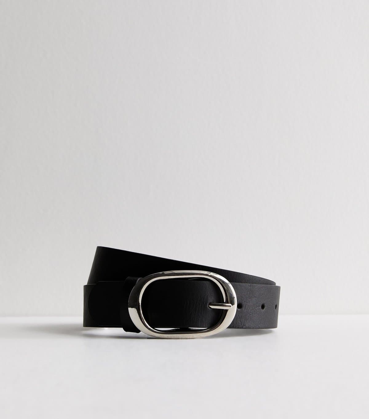 New Look Black Leather-Look Buckled Belt New Look