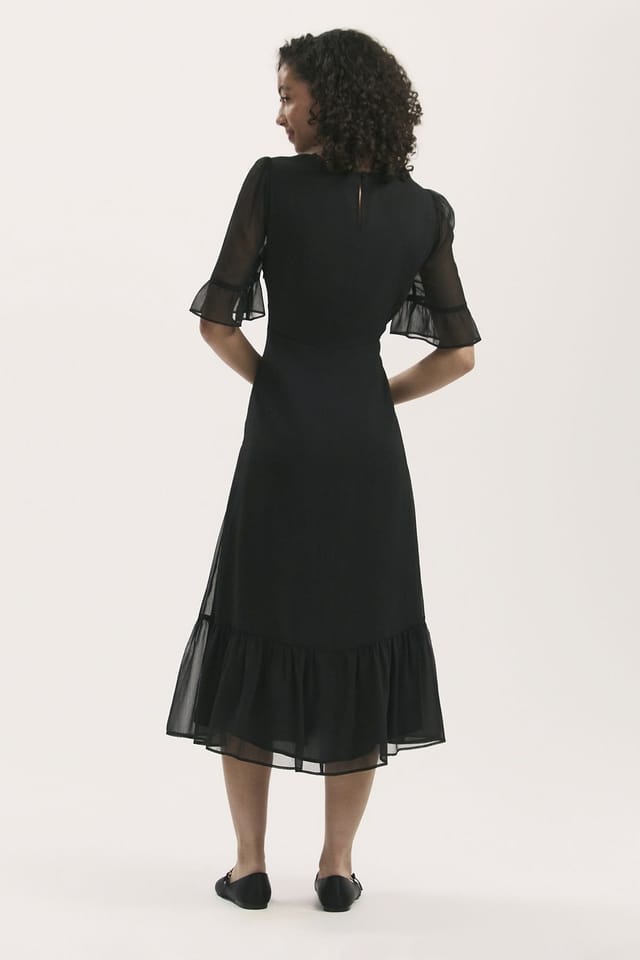 Finery London Finery London Women's Jennifer Short Sleeve Chiffon Midi Dress in Black - 3