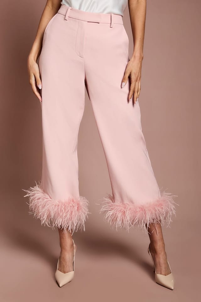 Coast Coast Women's Feather Trim Cropped Trouser in Blush - 2