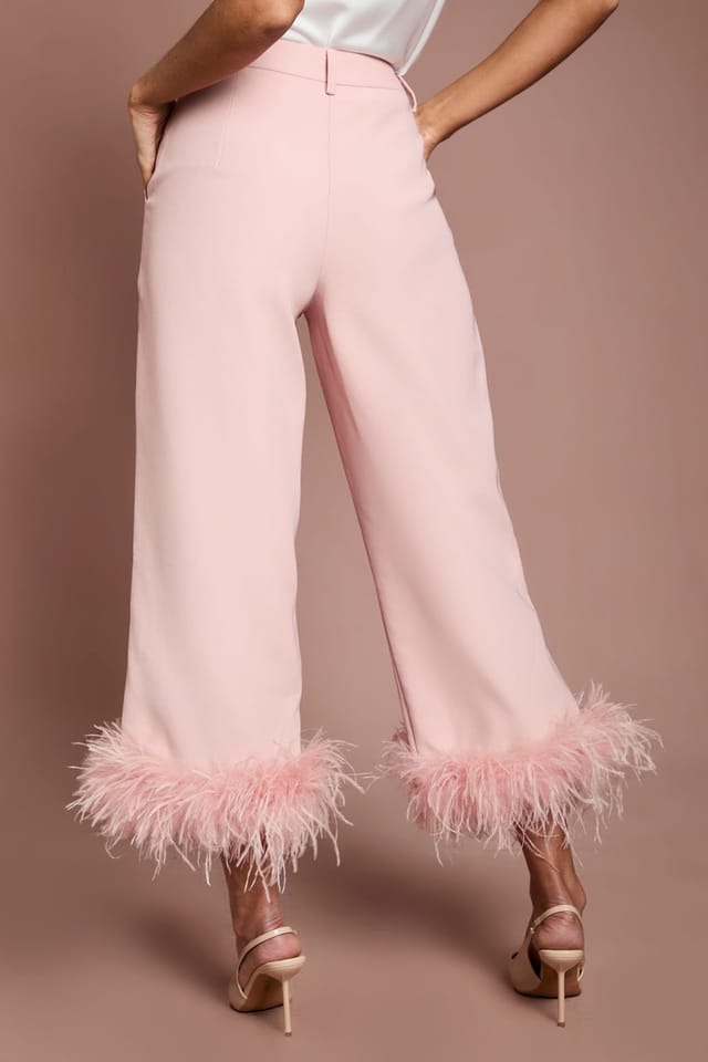 Coast Coast Women's Feather Trim Cropped Trouser in Blush - 3