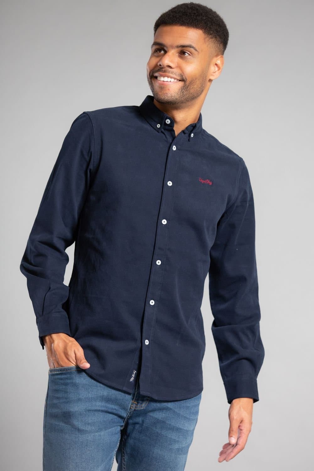 Tokyo Laundry Tokyo Laundry Men's Cotton Oxford Long Sleeve Shirt in Navy