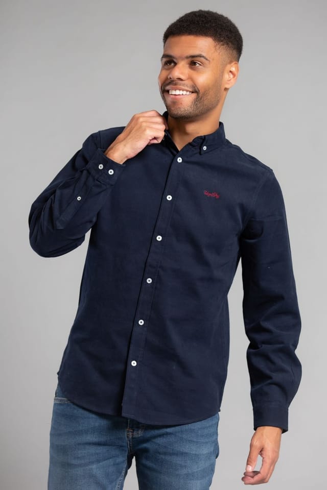 Tokyo Laundry Tokyo Laundry Men's Cotton Oxford Long Sleeve Shirt in Navy - 3