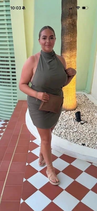 ASOS Asos halter neck khaki dress tall size 20