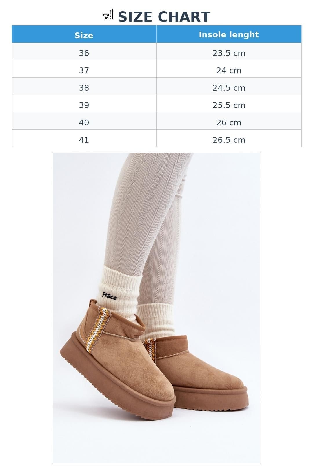 Love Lace Love Lace Women's Platform Snow Boots in Suede with Aztec Pattern Fur Lining in Brown - 4