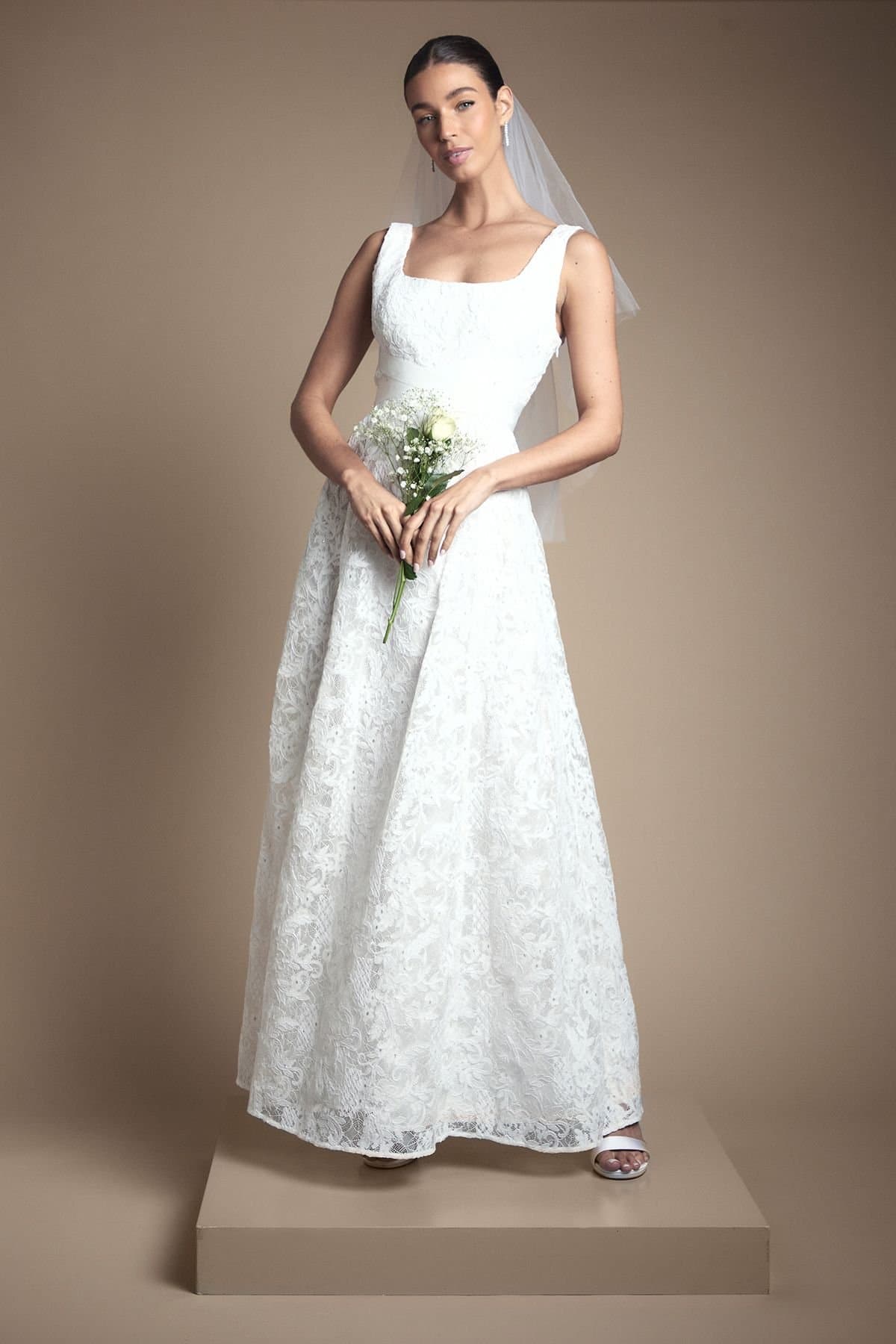 Coast Coast Women's Lace Wrap Detail Wedding Dress in Ivory