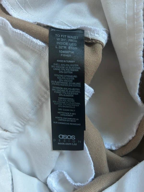 ASOS ASOS Men’s Suit Trousers smart tapered fit beige brown w31  l32