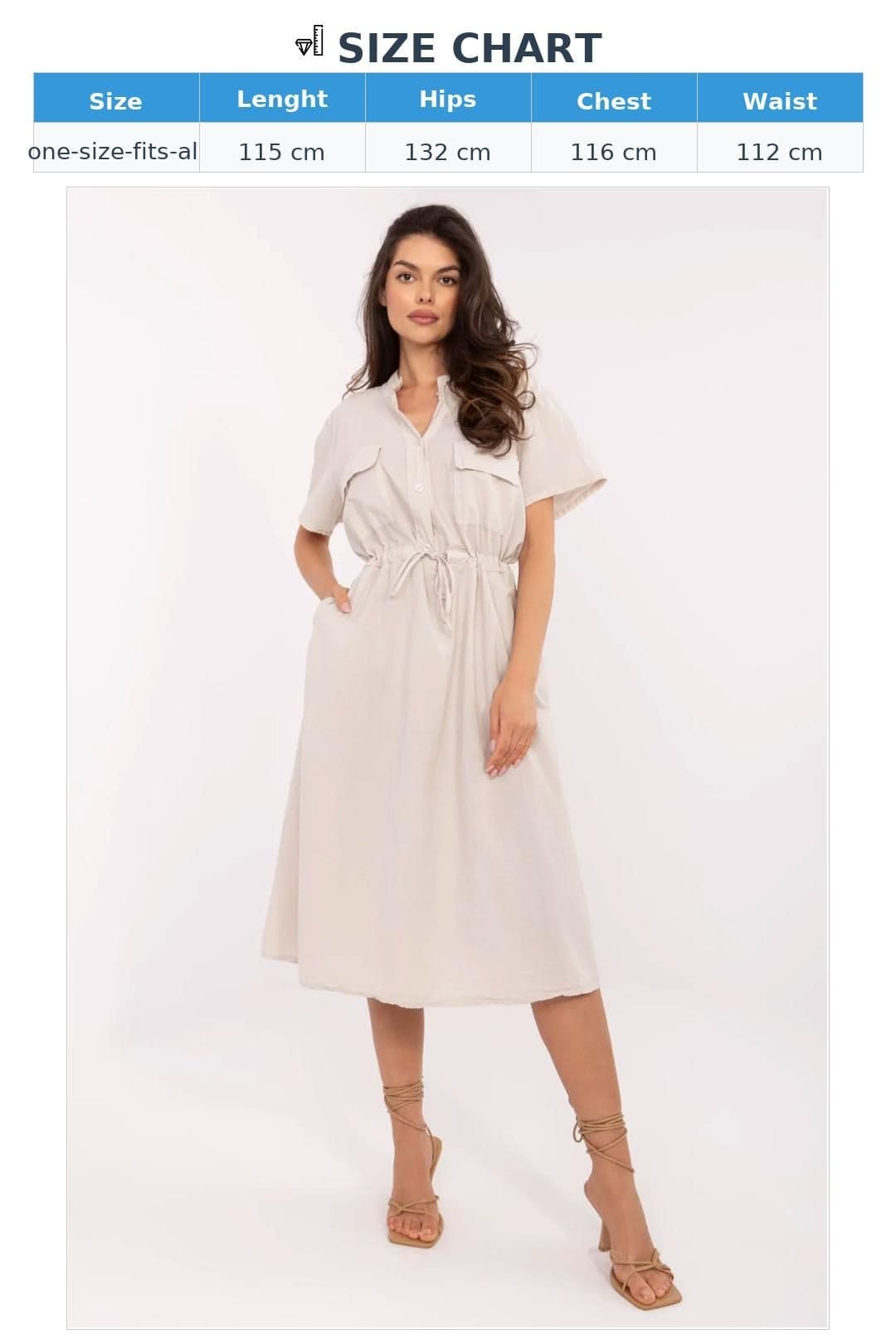 Love Lace Love Lace Women's Cotton Midi Summer Dress with Pockets in Beige - 4