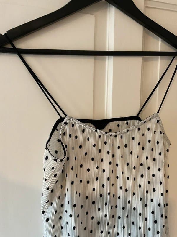 Topshop Topshop size 6 black/white mix polka dot lace details camisole top C642