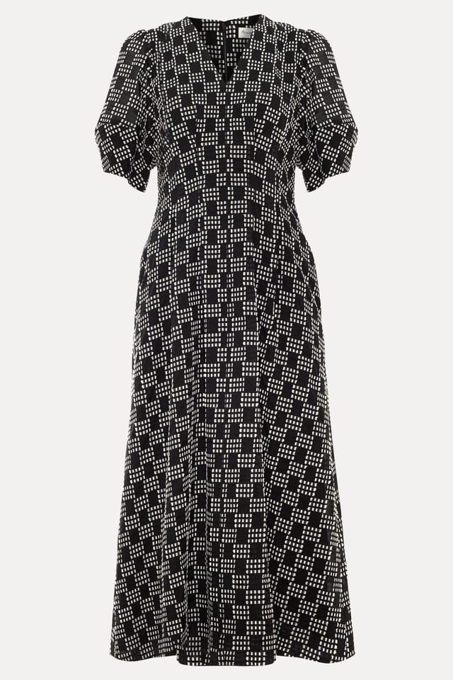 Phase Eight Phase Eight Women's Yasmine V-Neck Printed A-Line Dress in Black - 2