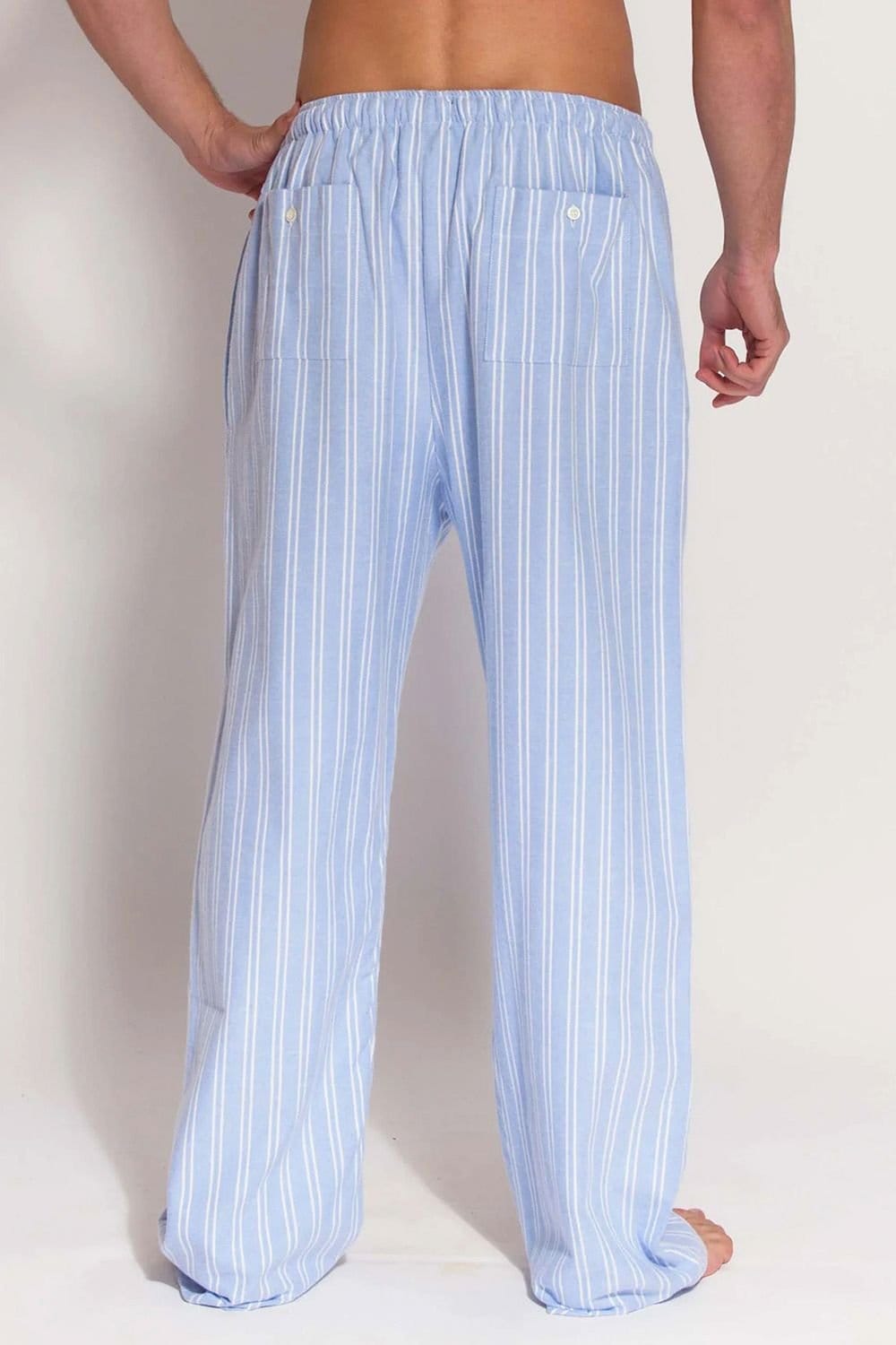 British Boxers British Boxers Men's 'Westwood Blue' Stripe Brushed Cotton Pyjama Trousers in Light Blue - 4
