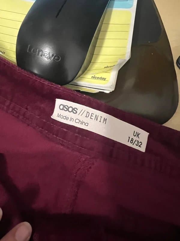 ASOS Asos wine velvet straight R trousers size 18