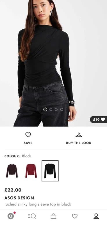 ASOS Design Ruched slinky long sleeve top