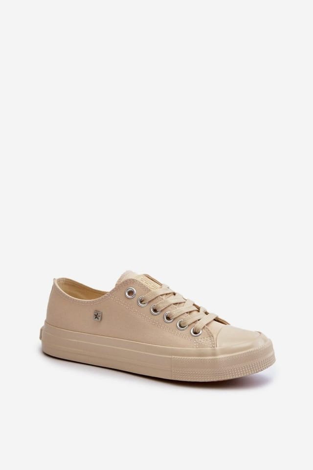 Love Lace Love Lace Women's Minimalist Smooth Textile Sneakers on Rubber Sole Comfort in Beige - 2