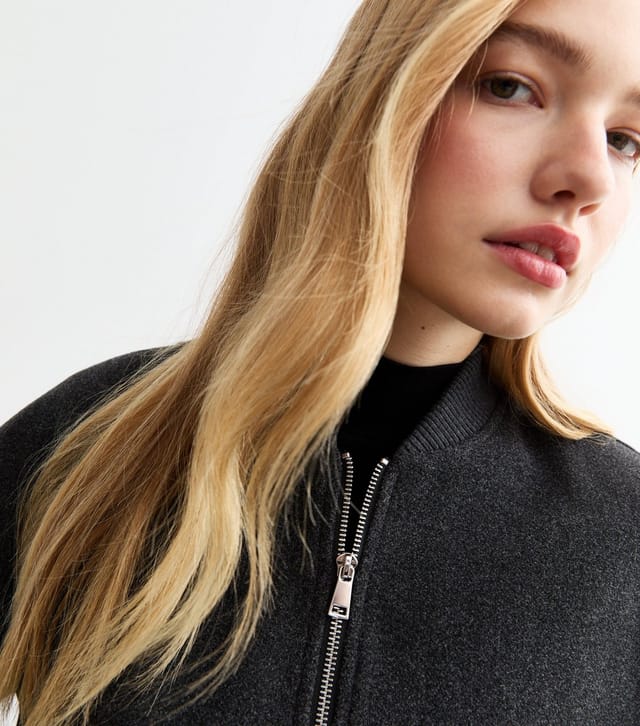 New Look Women's Grey Brushed Bomber Jacket New Look - 2
