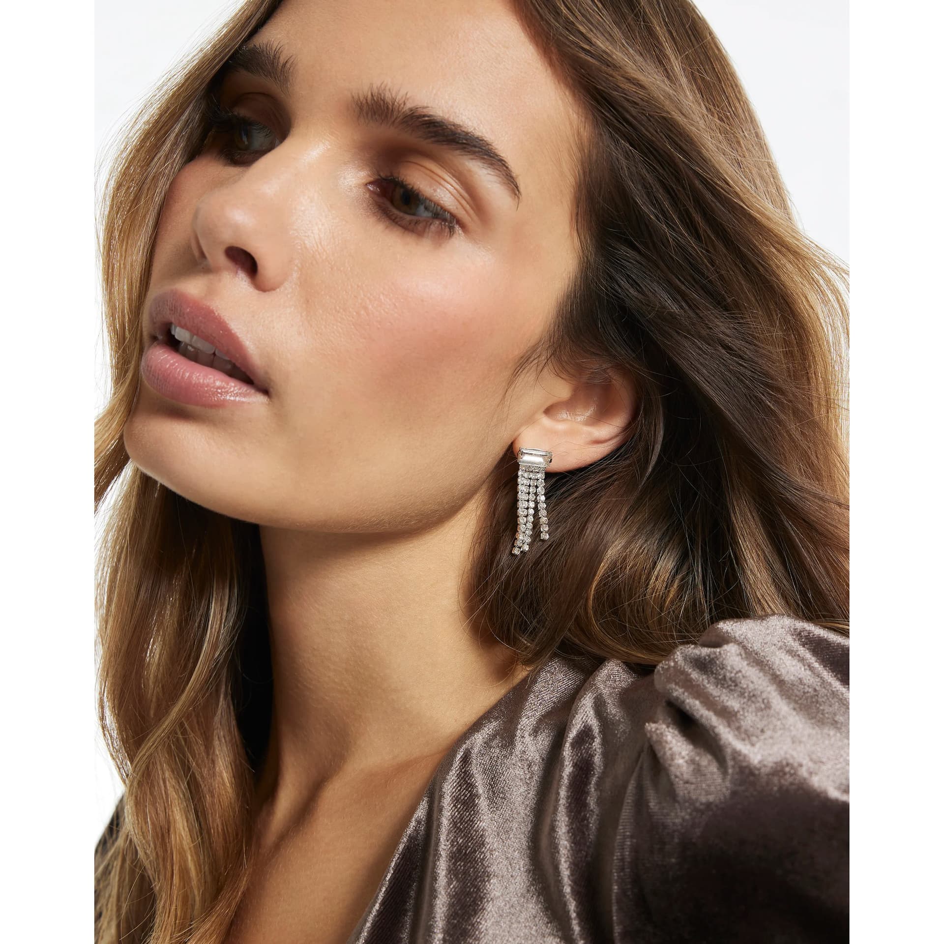 River Island River Island Womens Silver Cupchain Drop Earrings