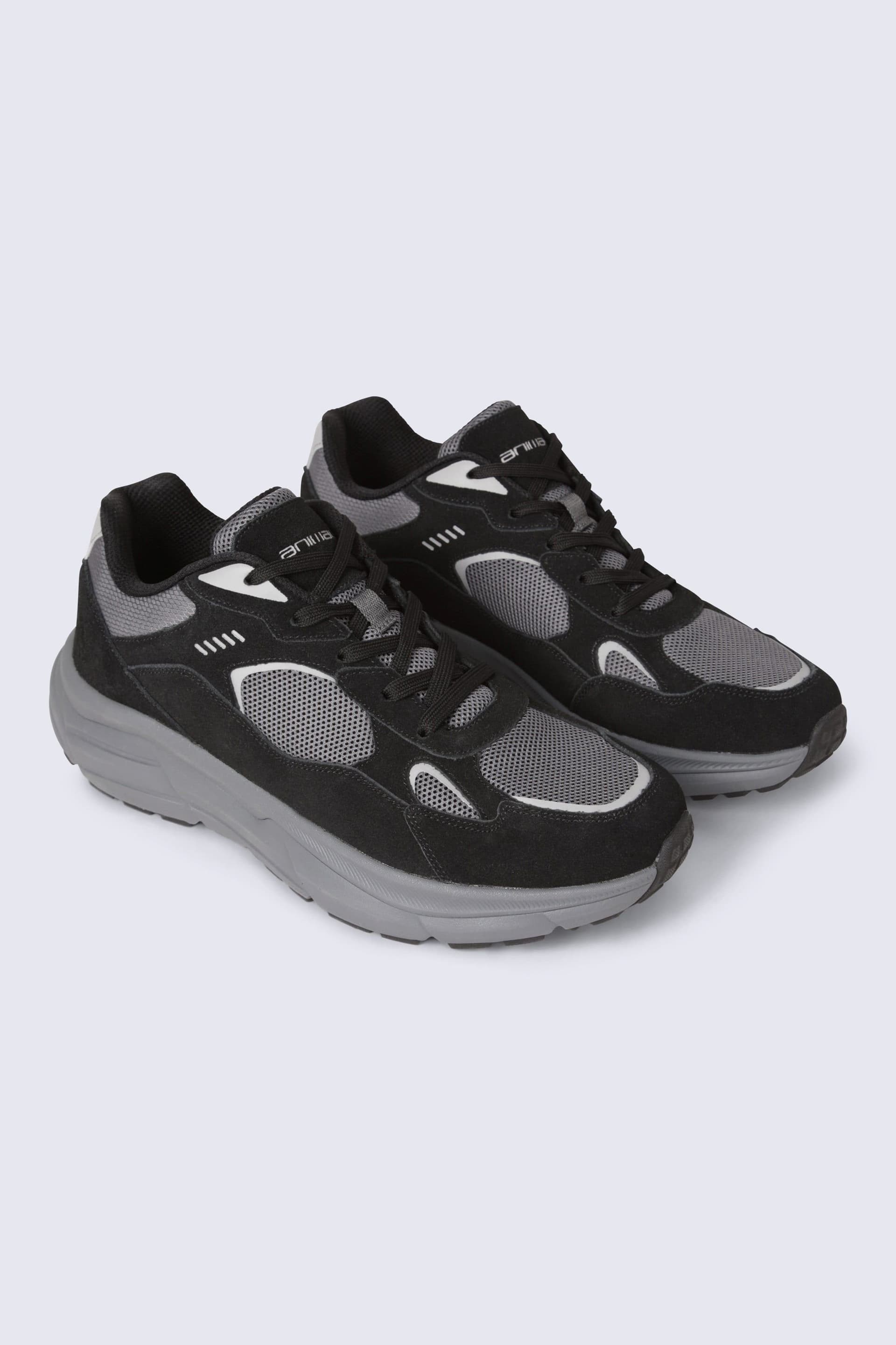 Animal Animal Men's 'Ezra' Comfortable Quick Wicking Every Day Lace Up Leather Trainers in Dark Grey