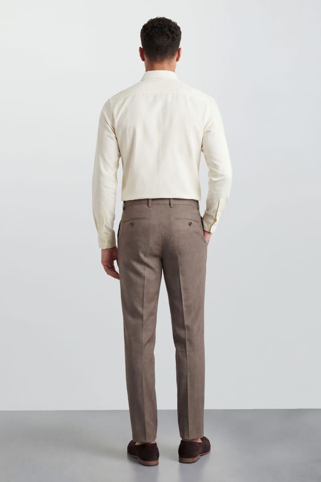 Burton Burton Men's Off White Linen Blend Long Sleeve Shirt in Off-White - 3