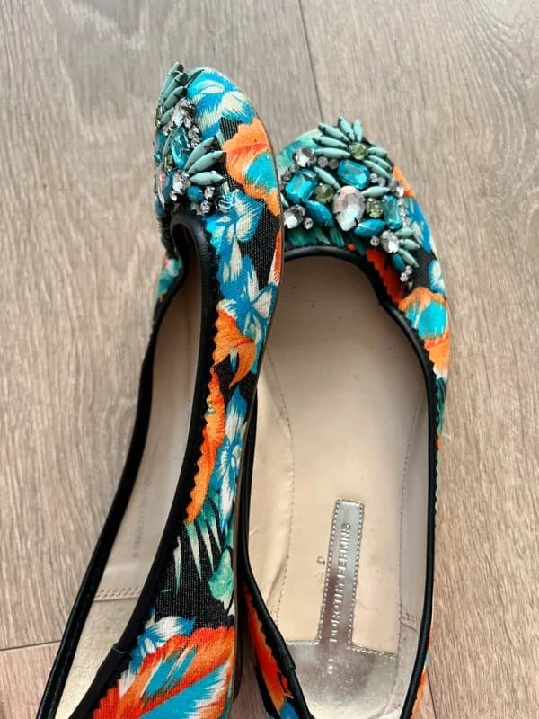 New Look woman’s new look embellished floral jungle print ballerina slippers