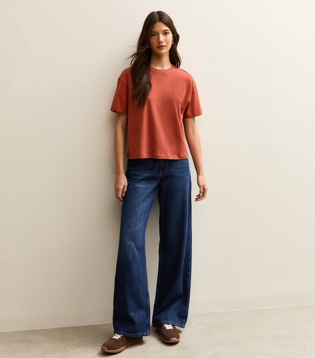 New Look Women's Dark Red Cotton Boxy Fit T-Shirt New Look - 3